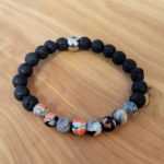 Orange Dream Fire Dragon Vein Agate  and Matte Black Lava Stone