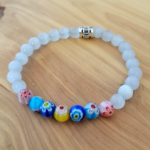 Selenite and Glass Flower Bead