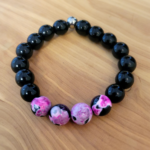 Fuchsia Black Fire Vein Onyx and Black Tourmaline